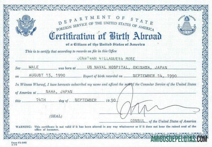 Certidão de nascimento do Departamento de Estado dos Estados Unidos, Serviço de Relações Exteriores dos EUA baixar para verificação